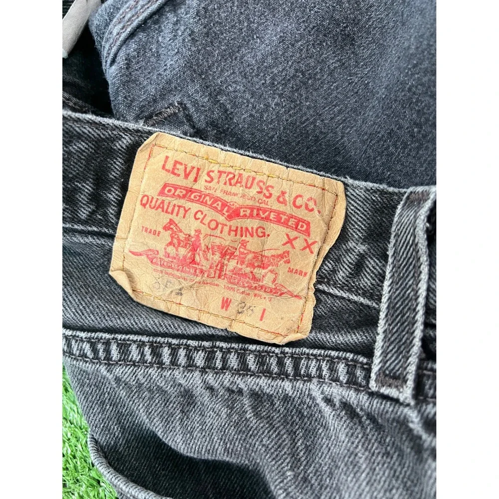 Levis 501-0660 Mens Faded Black Straight Leg Button Fly Denim Jeans 36x30
